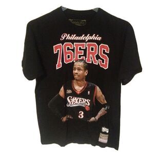 Mitchell and Ness Hardwood Classics Allen Iverson 76ers NBA Black T Shirt L LG